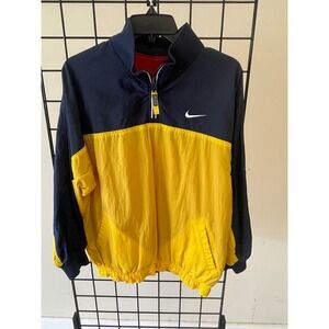 Nike Vintage Reversible Windbreaker Jacket Navy Yellow Red Mens Quarter Zip L